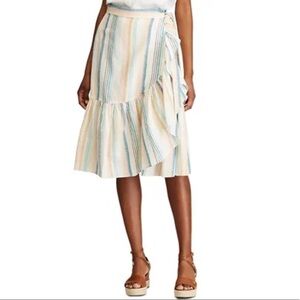 Chaps Side Ruffle Pastel Wrap Midi Skirt size XXL